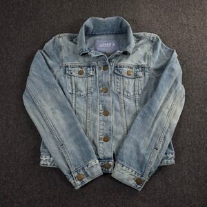 GAP 1969 Denim Jacket Light‎ Wash Distressed Medium Wash Trucker Style Women